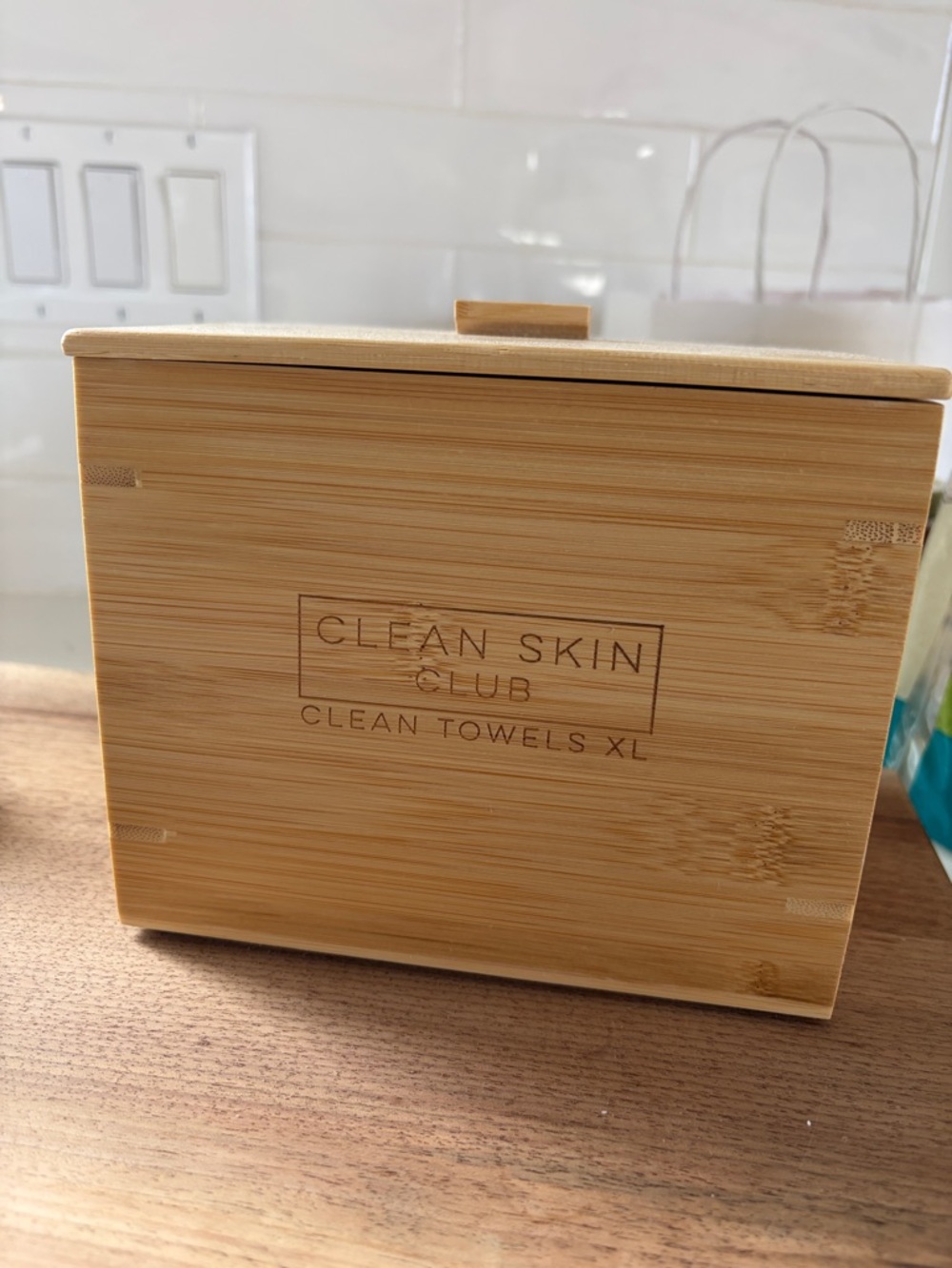 Clean Skin Club Luxe Bamboo Box w/ cover- Clean Towels XL